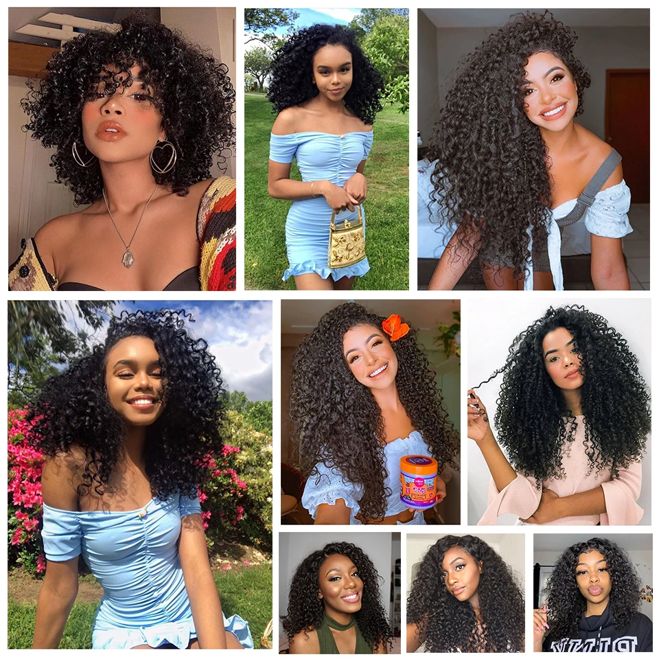 Indiano Kinky Curly Hair Bundles, Cabelo Humano, Weave Bundles, Cor Natural, 100% Cabelo Humano, 1 Pc, 3 Pcs, 4 Pcs