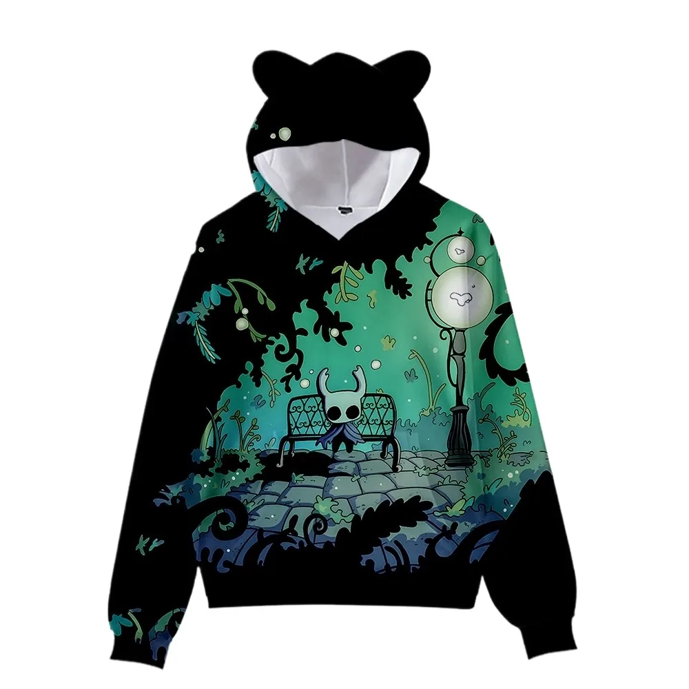 كنزات هولو نايت سيلكسونغ بغطاء للرأس ثلاثية الأبعاد مطبوعة آذان القط 2025 جديد أنيمي موضة هوديس بنين بنات أطفال بلوفرات للجنسين #4