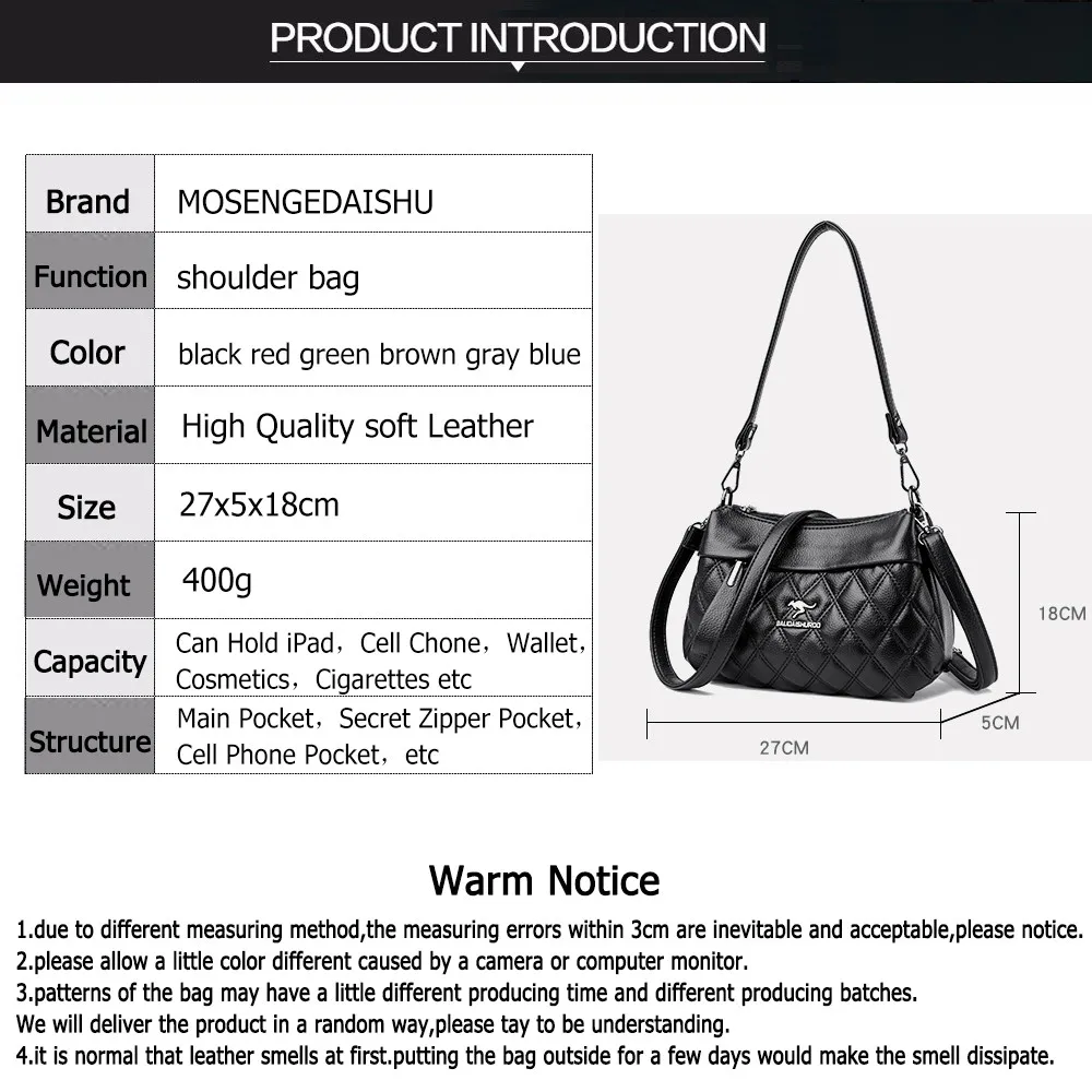 Soft Leather Rhombus Luxury Designer Shoulder Crossbody Bags for Women 2023 Solid Color Messenger Bag Casual Totes Purse Handbag