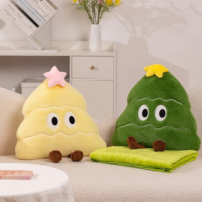 Cartoon Christmas Tree Plush Pillow Stuffed Toys Baby Doll Chair Sofa Cushion Holiday Decoration Xmas Birthday New Year Gifts