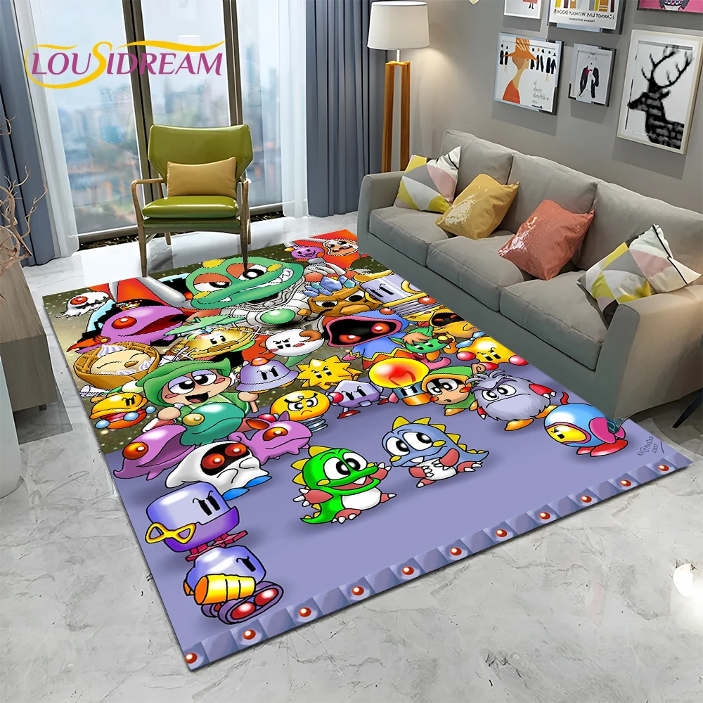 Cartoon Bubble Bobble Game Gamer Carpet Rug for Home Living Room Bedroom Sofa Doormat Decor,kid Play Area Rug Non-slip Floor Mat