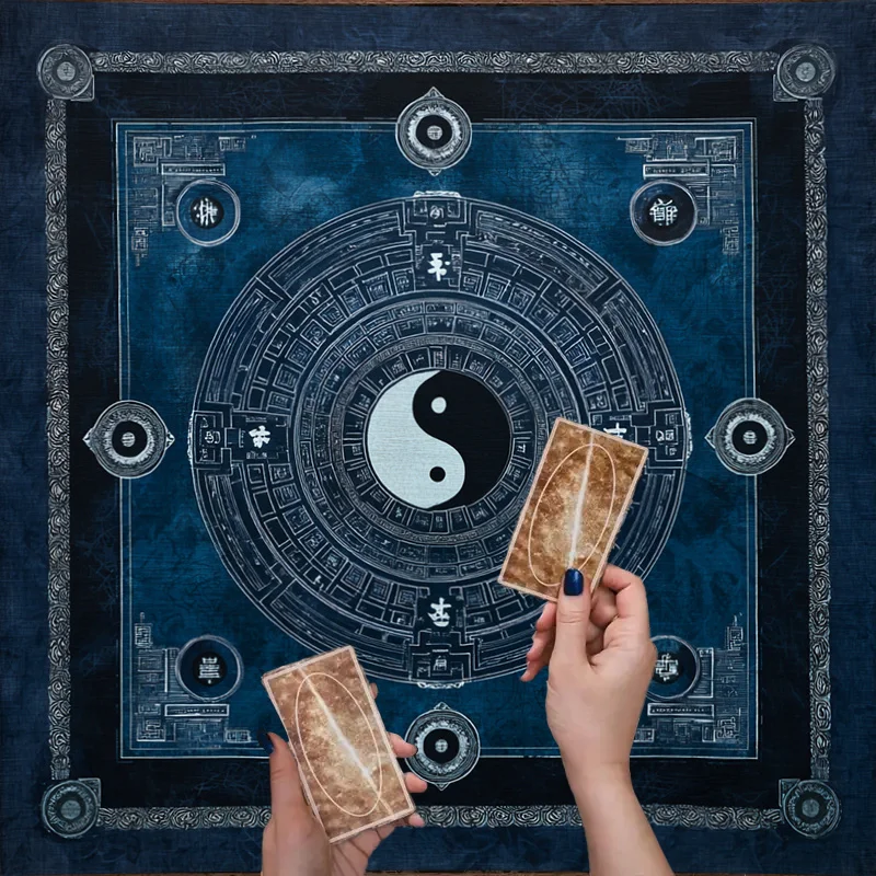 VIKAMA Tai Chi Bagua Tarot Tablecloth Eastern Metaphysics Altar Ceremony Cloth Yi Jing Divination Table Mat