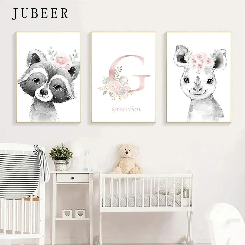 Cute Animal Poster Decoration Bedroom Girl Room Wall Canvas Painting Baby Room Personalised Gifts for Kids Picture Home Decor