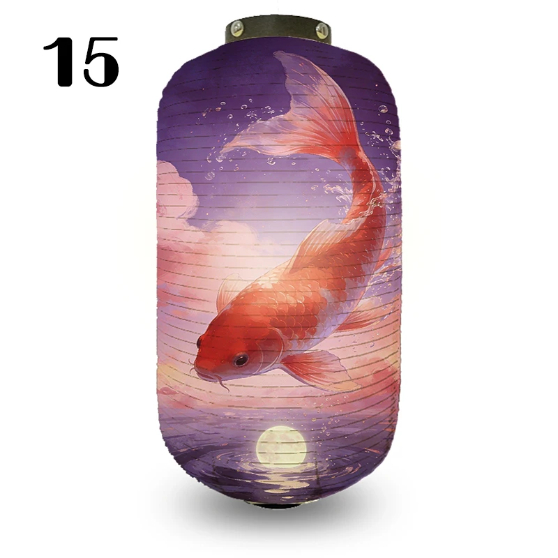 Koi Fish Printed Japanese Traditional Lantern Ukiyo-e Art Style Izakaya Restaurant Lantern New Year Decor Chandelier Lamp Shade