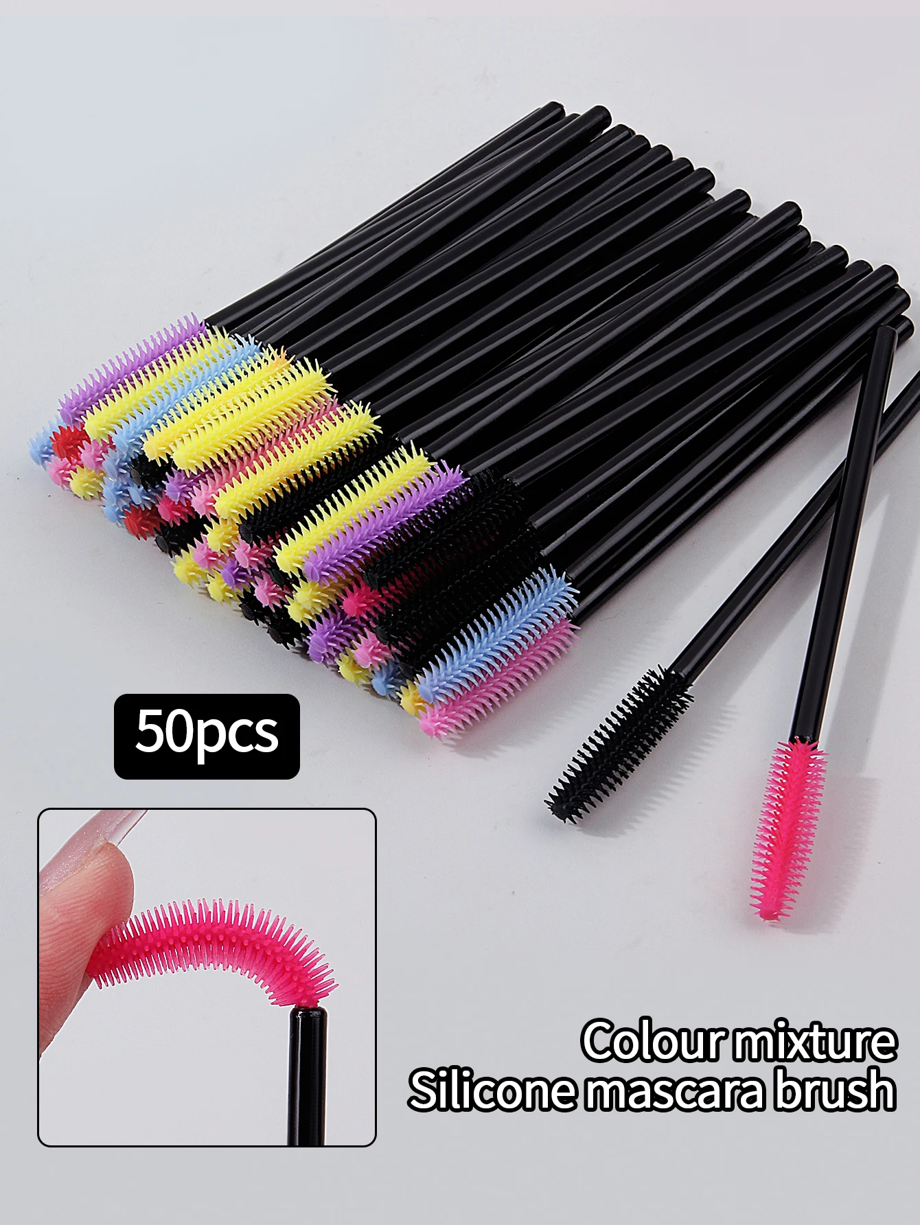 50PCS Silicone MascarA Brush MascarA Makeup Brush High-Grade Eyelash Curl Grafting Eyelash Comb Eyebrow Brush