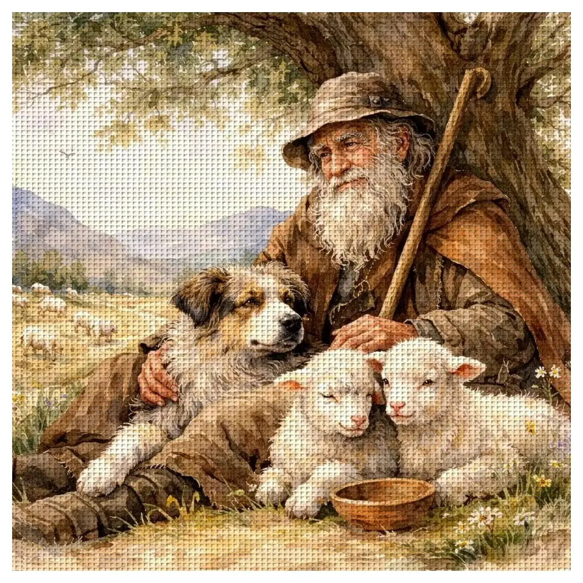 1pc 40X40CM/15.74inch Farmer Stamped Cross Stitch Kit DIY Kit 11/14/16CT DIY Embroidered Set DIY Cross-Stitch Set