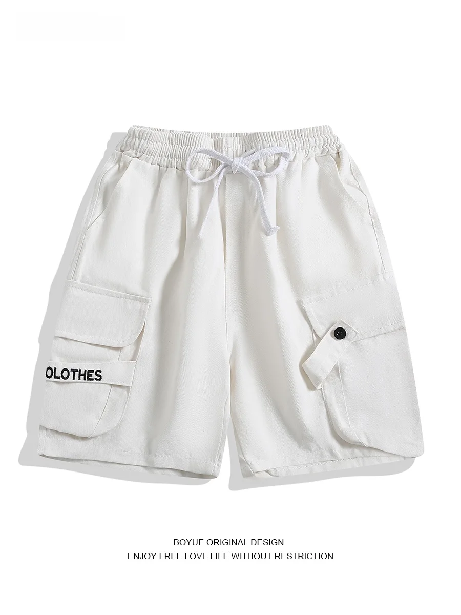 

Boyue American Workwear orts for Men with Multiple kets And Embroidery Loose Straight Leg Five-Quarter Length Casual Tro...