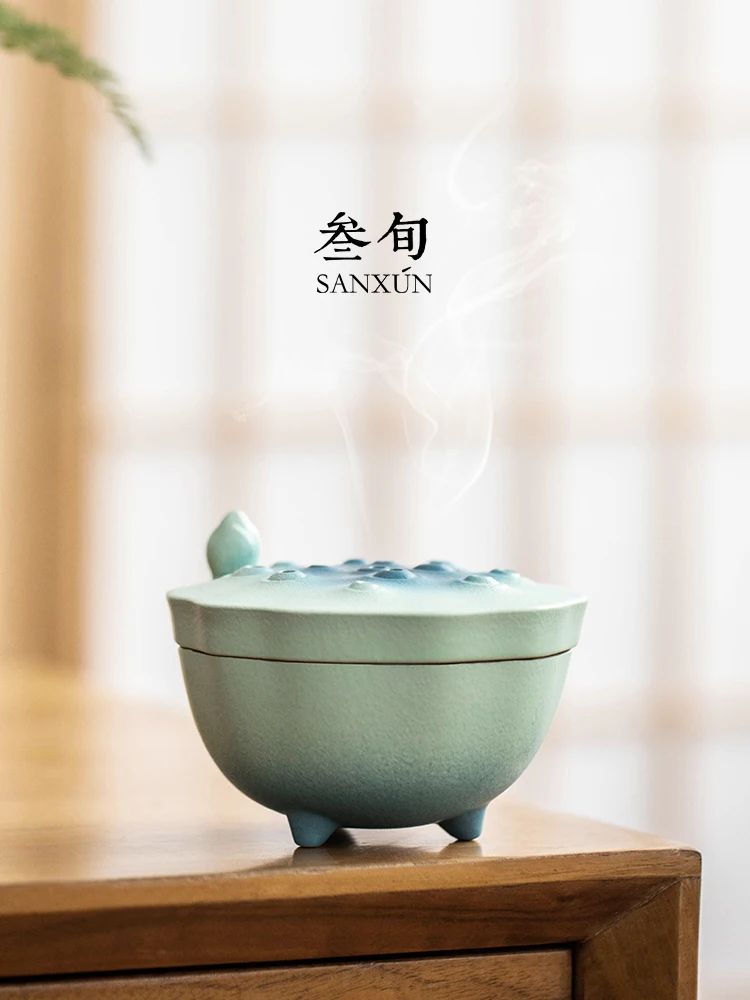 Splendid lotus ceramic incense burner household indoor sandalwood plate incense tea ceremony knick-knacks