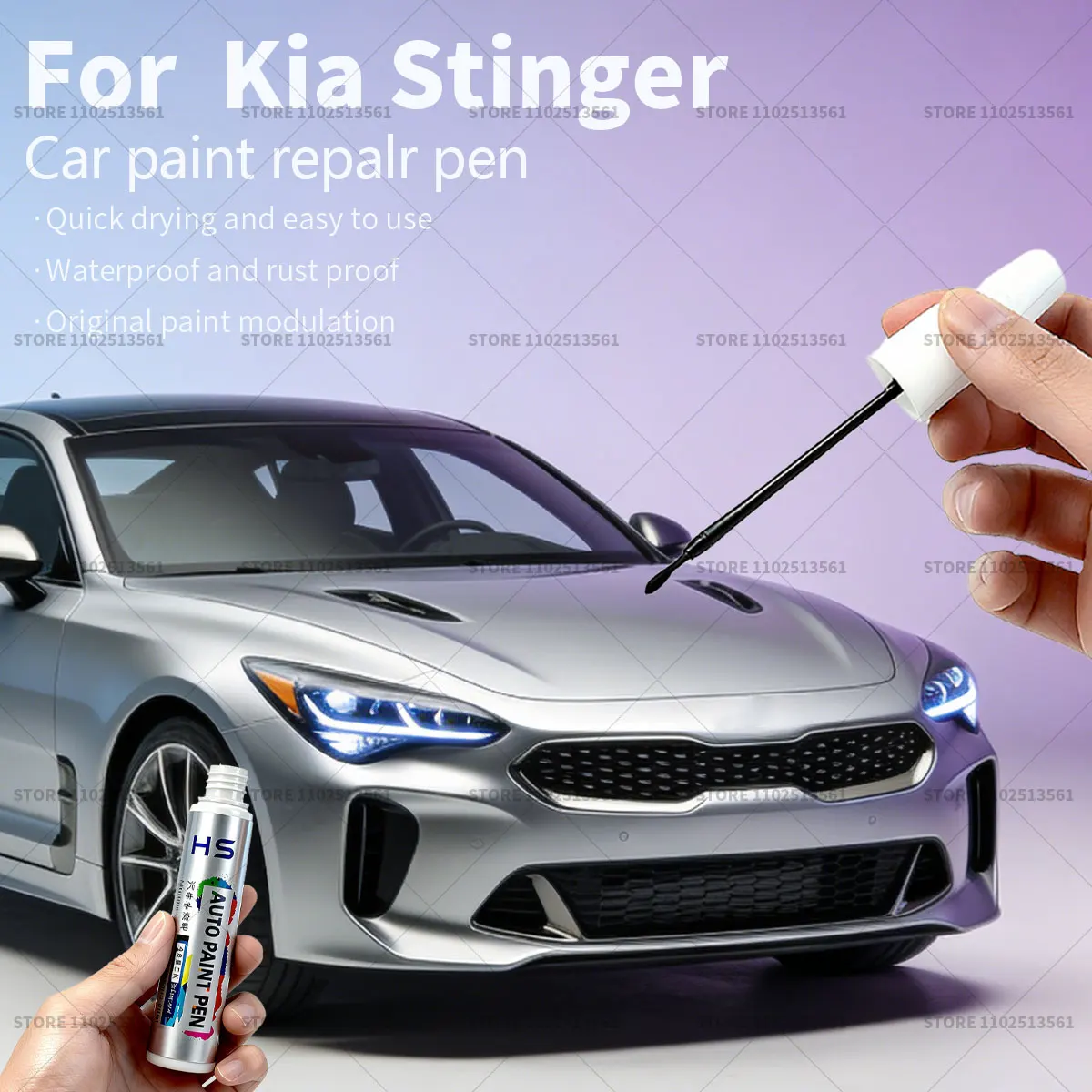 

Ручка-корректор для ремонта царапин, средство для удаления царапин, аксессуары для автомобиля Kia Stinger, оранжевый, перламутрово-белый, ярко-красный, черный, зеленый, оранжевый.