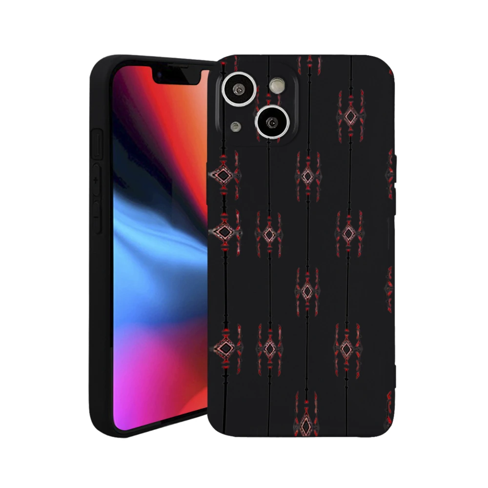 

Geometric Pattern Phone Case With Red Tribal Design On Black Background Matte Finish For Fashion Lovers And Art Enthusiasts One Piece