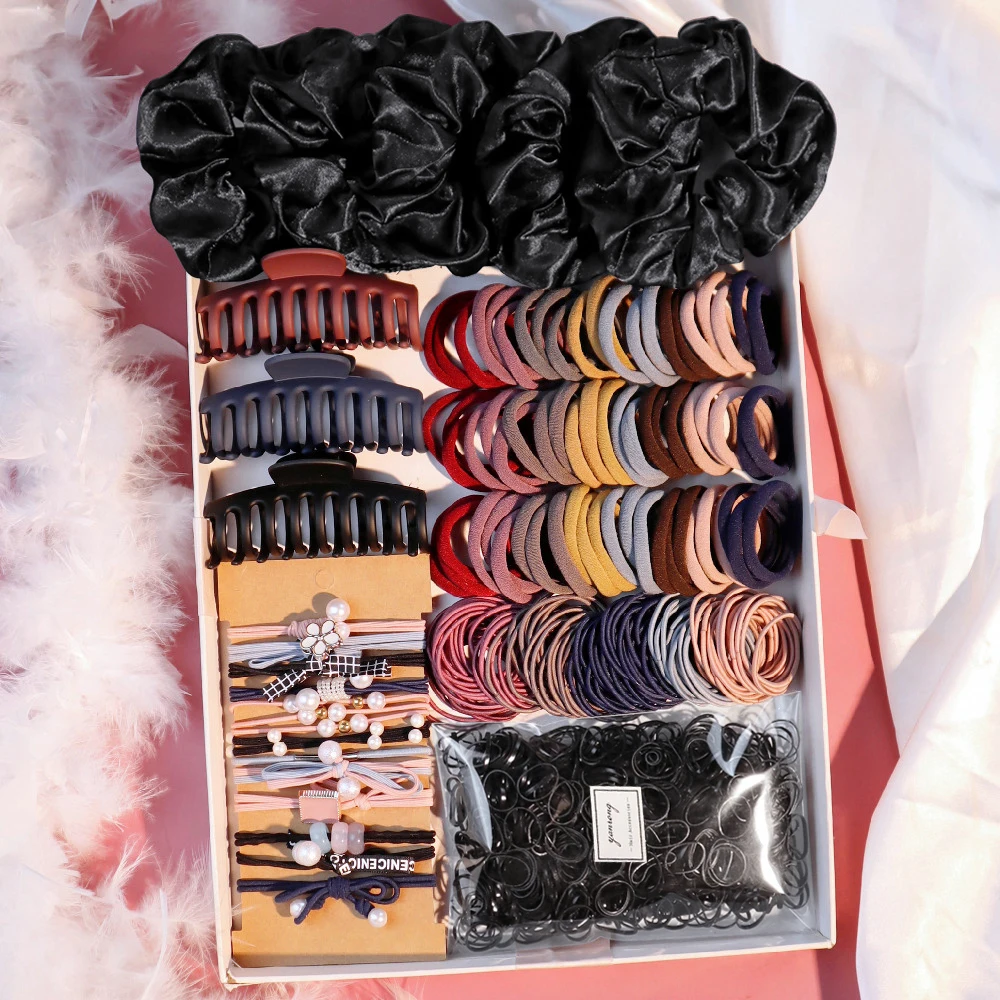 Dunkle Farbe Haarschmuck Set für Frauen Mädchen Haarklammer, Haargummis, Haargummis Gummiband für Haarmode Haarschmuck
