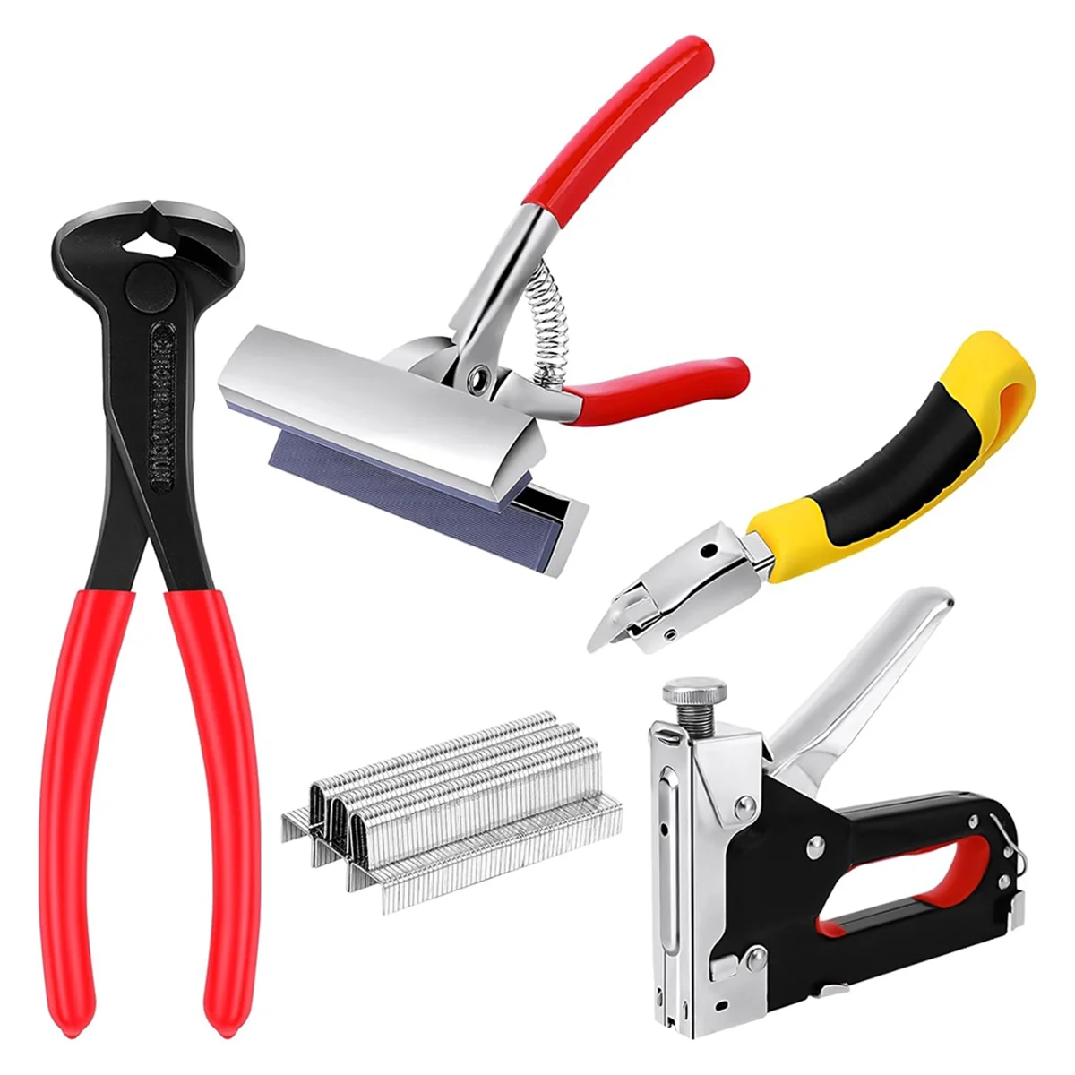 A20M Heavy Duty Canvas Stretching Pliers with End Cutters and Staple Remover with 600 Staples, Canvas Stretching Pliers