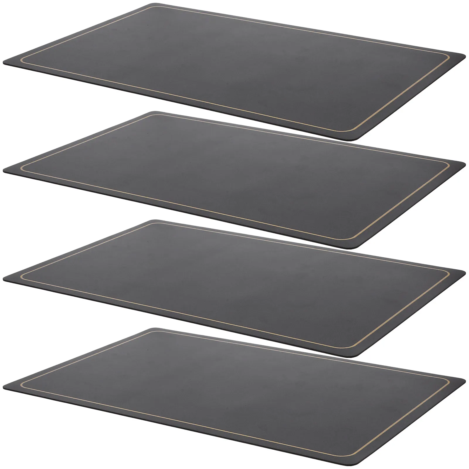 4Pcs PU Place Mats Non-Slip Insulated Dining Table Placemats Simple Texture Table Protector for Home Restaurant Kitchen