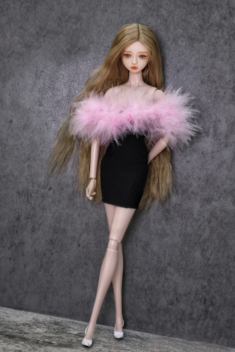 Clothing set 2023 new / top skirt knitting Slim feather dress outfit for 30cm xinyi Fr2 BJD ST barbie doll / 1/6 doll clothes