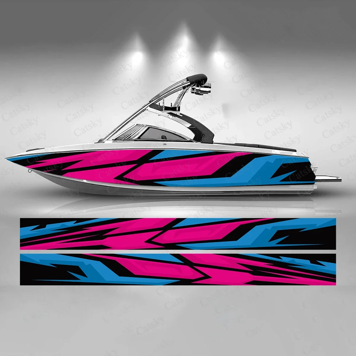 Cartoon Geometry Boat Sticker Fashion Custom Fish Boat-Sticker Vinyl Waterproof Boat Wrap Graphic Boat Wrap Decal