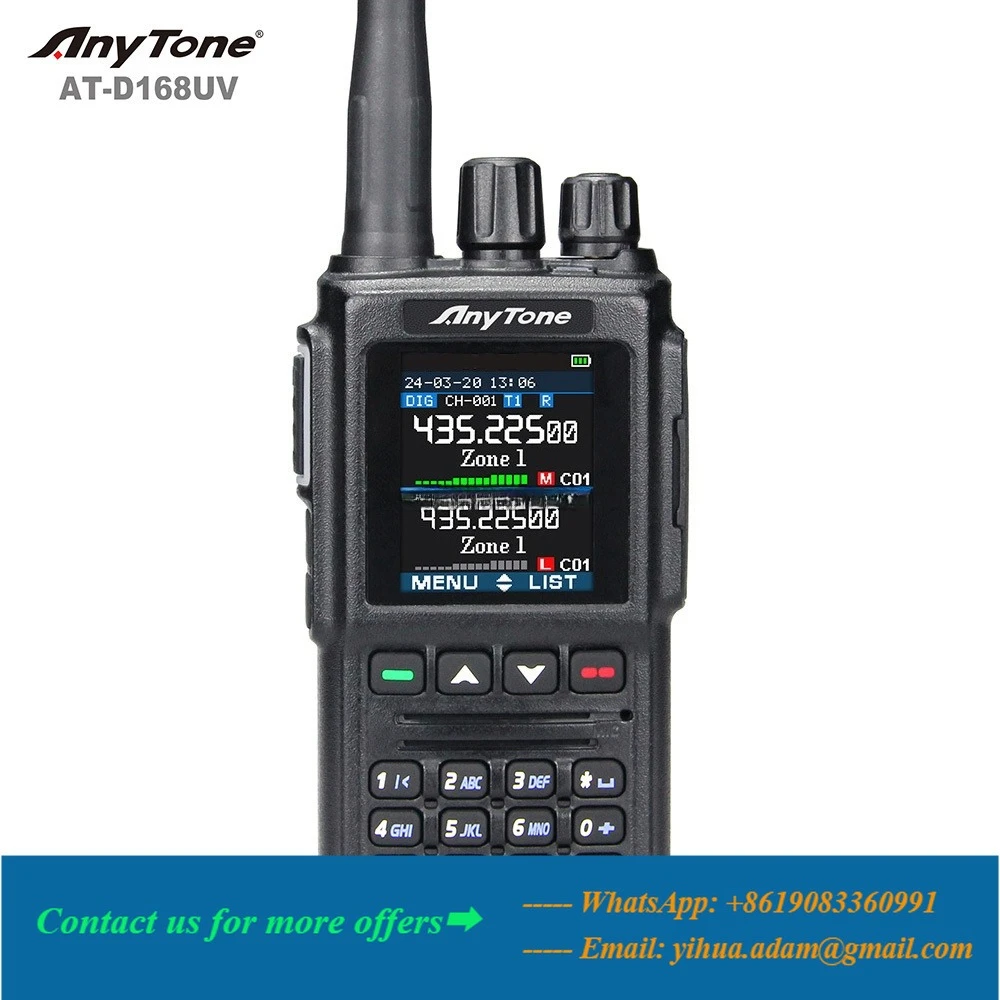 Ham Radio AES 256 Encryption AnyTone D168UV DMR Digital Walkie Talkie Dual Band VHF UHF Radio Anytone At-d168uv Encrypted Radio