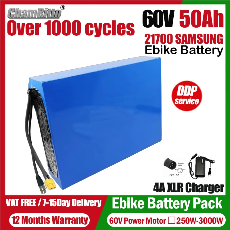 

E bike Electric Bicycle Akku 60V 20ah 25ah 30ah 40ah 50ah Accu 21700 Elektrische Fiets Lithium Batterij 60V Bafang 2000W Battery