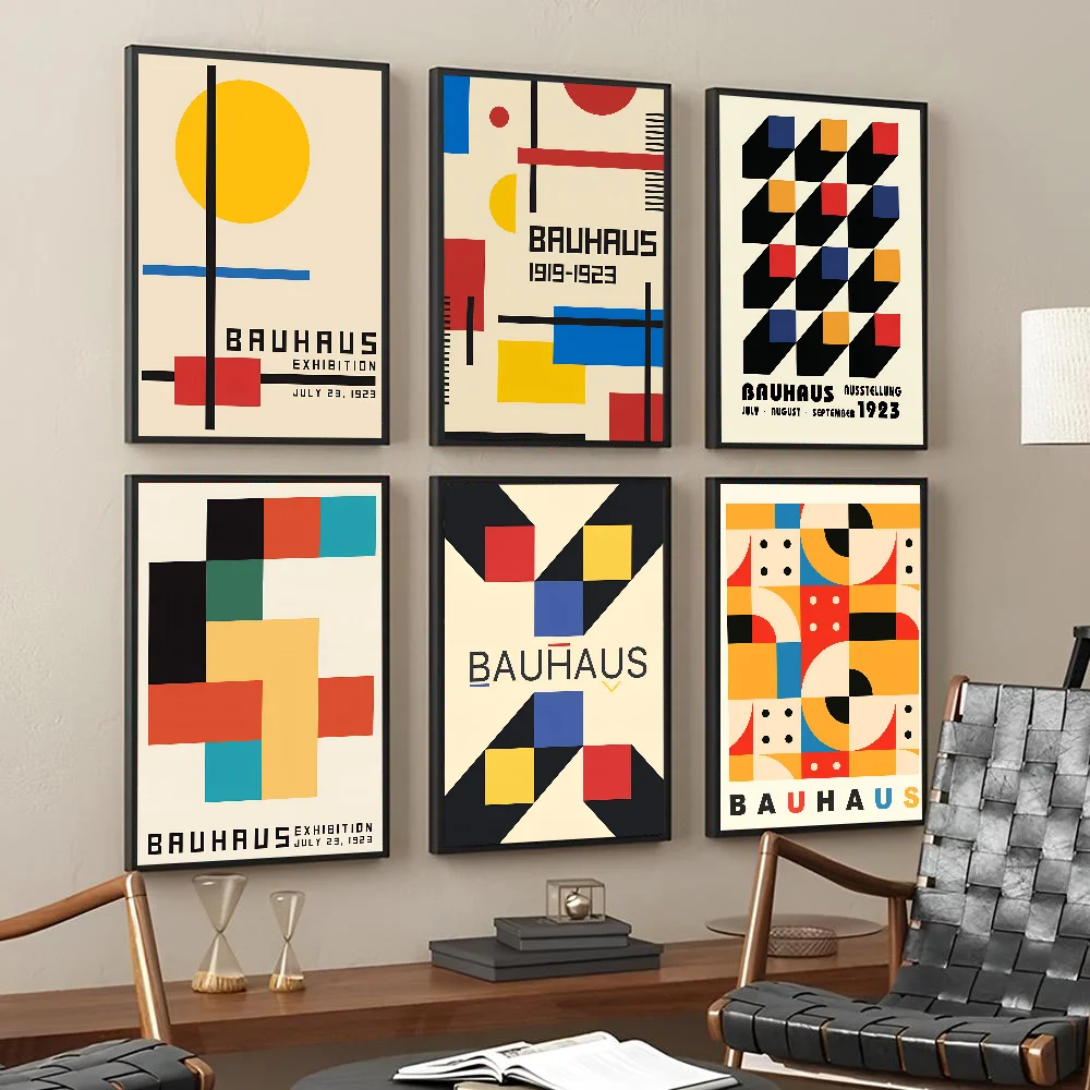 Abstract Original Bauhaus Expo Architectural Geometric Posters Stickers Living Room Bedroom Entrance Cafe Wall Art Decoration