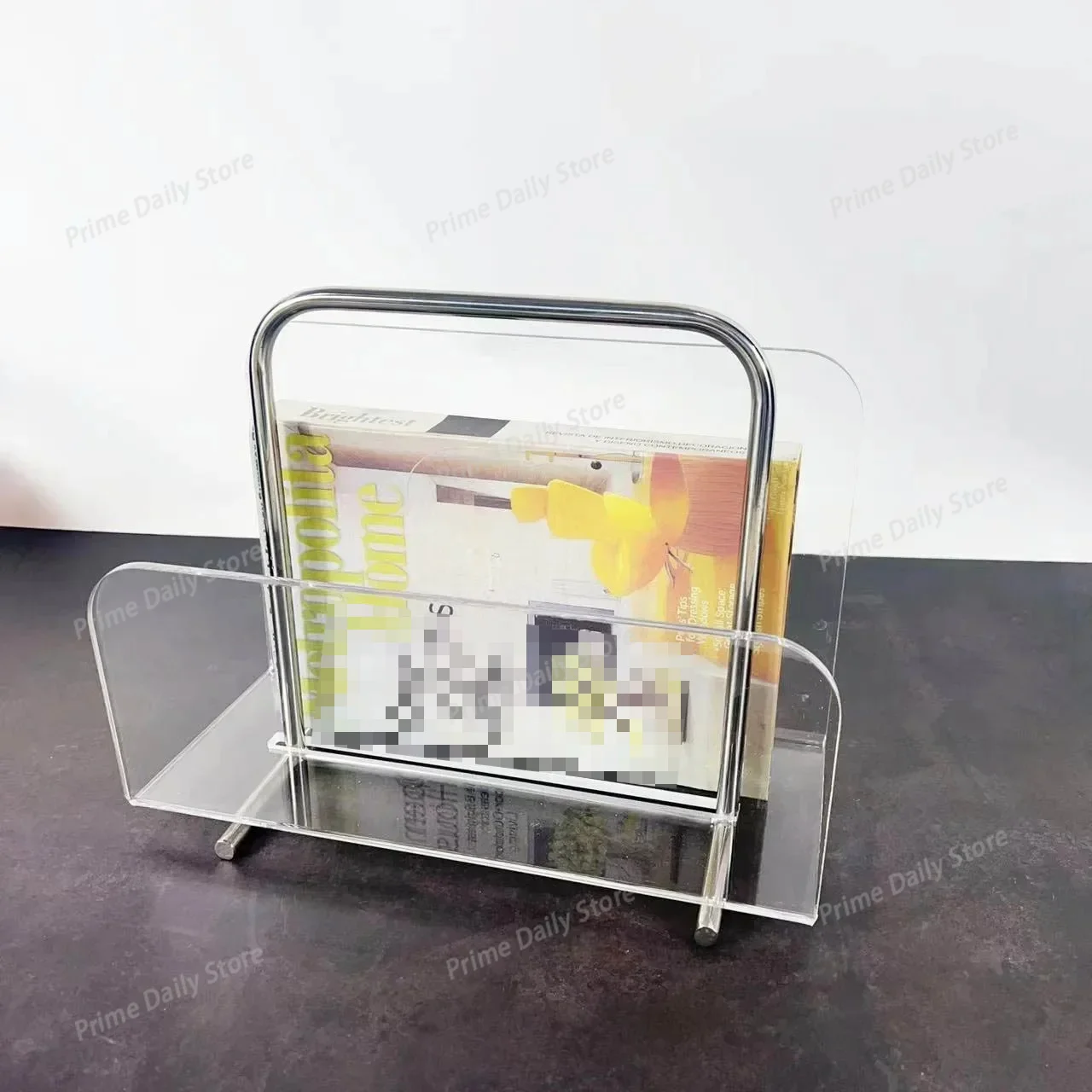 Modern Metal‑Acrylic Book Holder, Desktop Magazine Display Stand for Household & Workspace Ornament