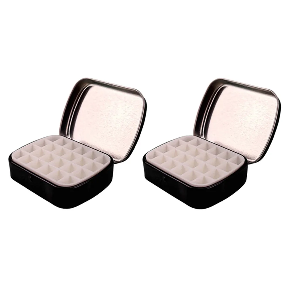 2Pcs Empty Watercolor Paint Palette Mini Waterproof Paint Pigment Box with Magnet Dust Prevention Watercolor Iron Box Outdoor