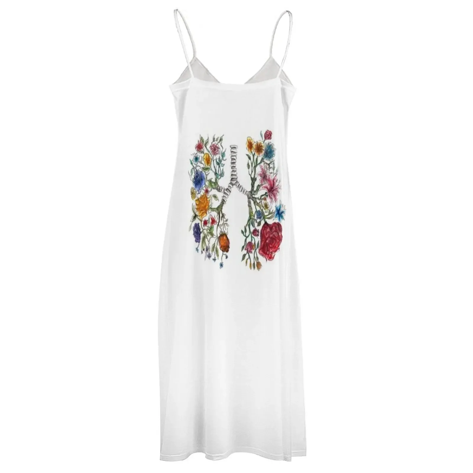 Anatomia polmonare e fiori Arte Abito senza maniche abito da festa donna elegante lusso Abbigliamento da spiaggia abbigliamento donna Corea abito elegante