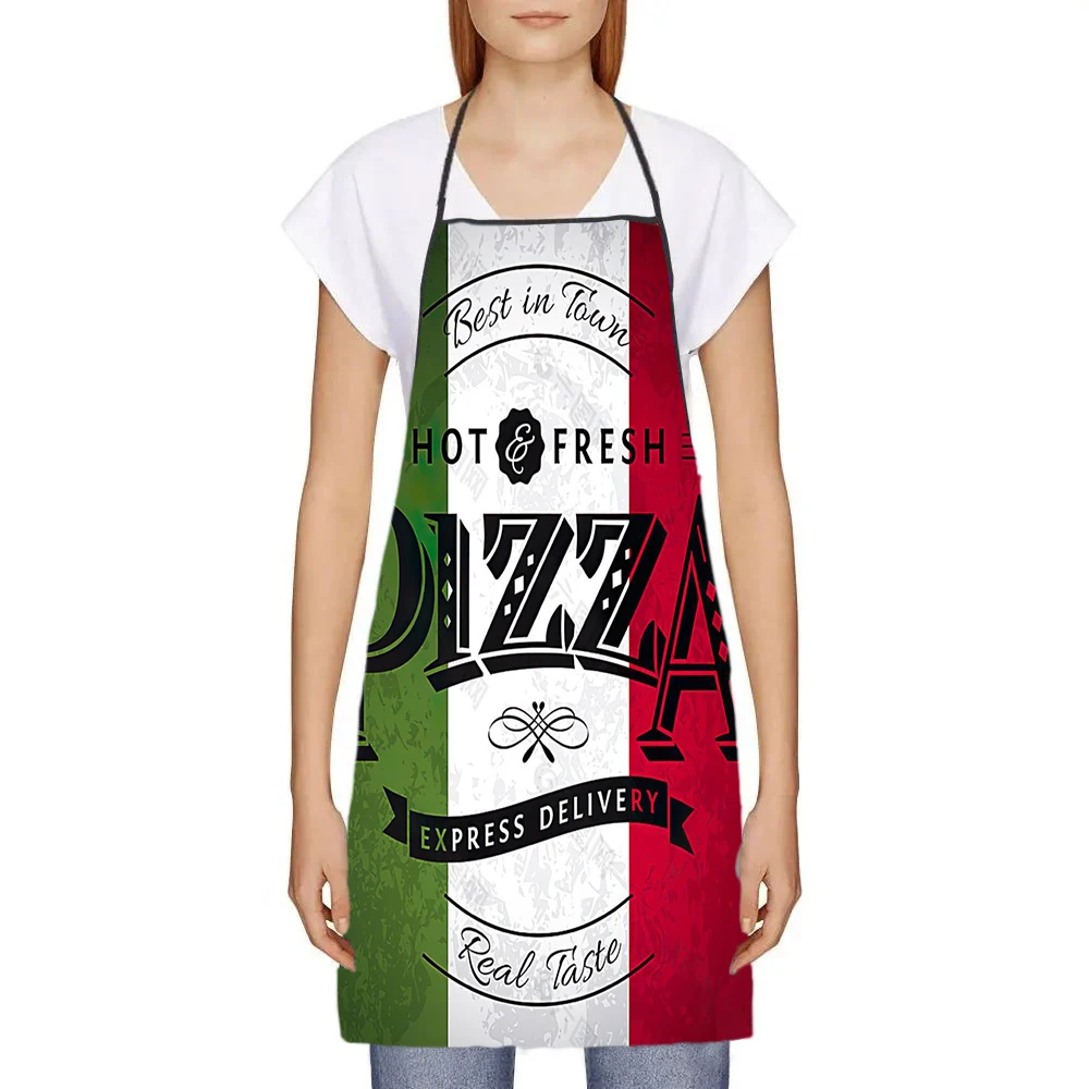 Retro Italian Flag Pizza Aprons Men Women Italy Pride Adult Unisex Kitchen Chef Bib Tablier Cuisine Cooking Baking Gardening