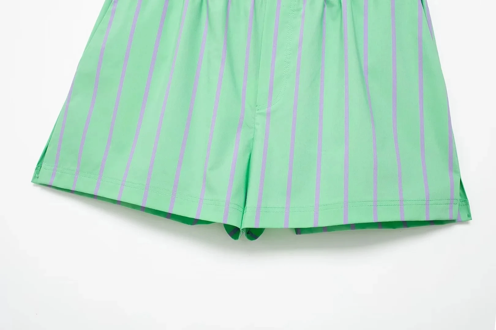 Modne spodnie damskie w paski, proste nogawki, nowość na lato, niski stan, poliester.