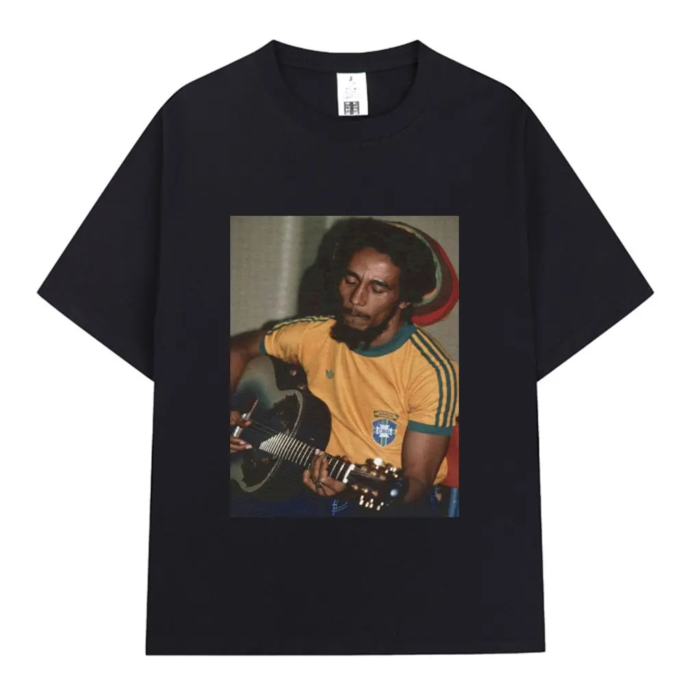 

Музыка в стиле регги, футболка с рисунком Боба Марли, мужская модная винтажная футболка, хлопковая повседневная футболка большого размера с коротким рукавом