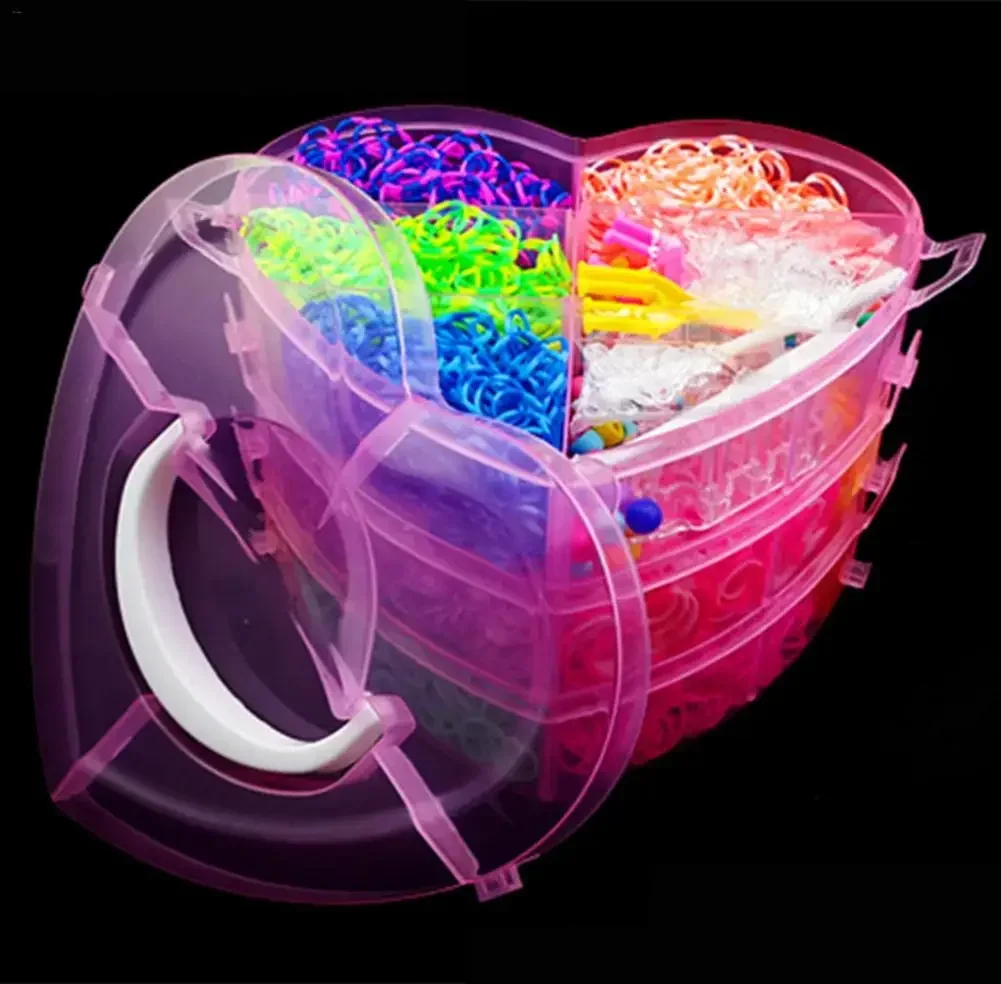 Rubber Bands Weaving Set DIY Toys Craft Kid Bracelet Braid Silicone Elastic Weave Bands Gifts for Girls