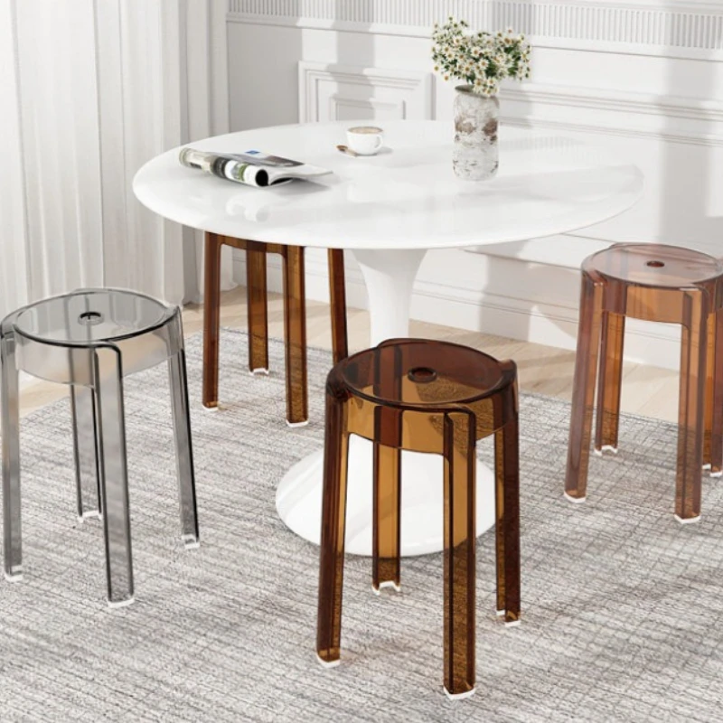 

Прозрачный акриловый пластиковый табурет, очень толстый табурет для хранения, простой, штабелируемый, бытовые толстые стулья известного Интернета