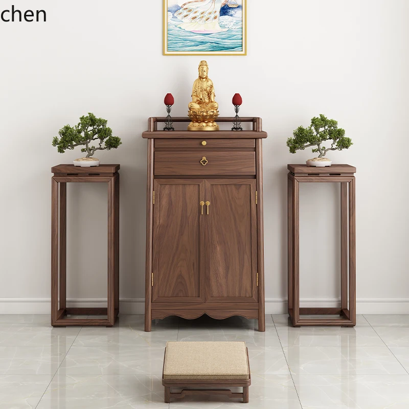 a6 Chinese-style Guan Gong solid wood table incense table modern God of Wealth small Buddha  Buddhist