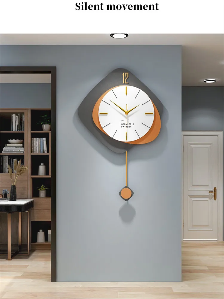 

Nordic Swinging Wall Clock, 3D, European Home Clock, Living Room, Office, Bar Art, Home Decoration