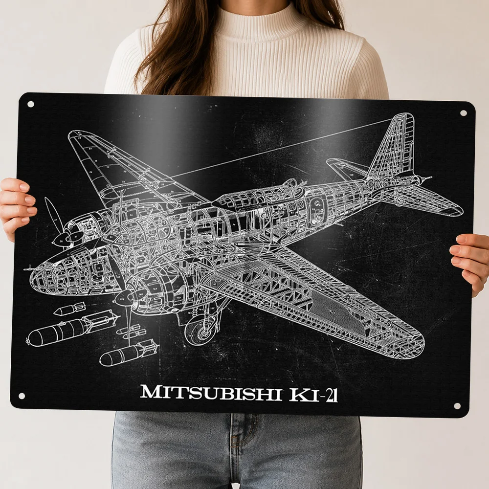 Mitsubishi Ki21 Metal Poster Perfect Gift for Fans Lovers Customized Wall Art Metal Sign for Office Decor Room Gamer Decoration