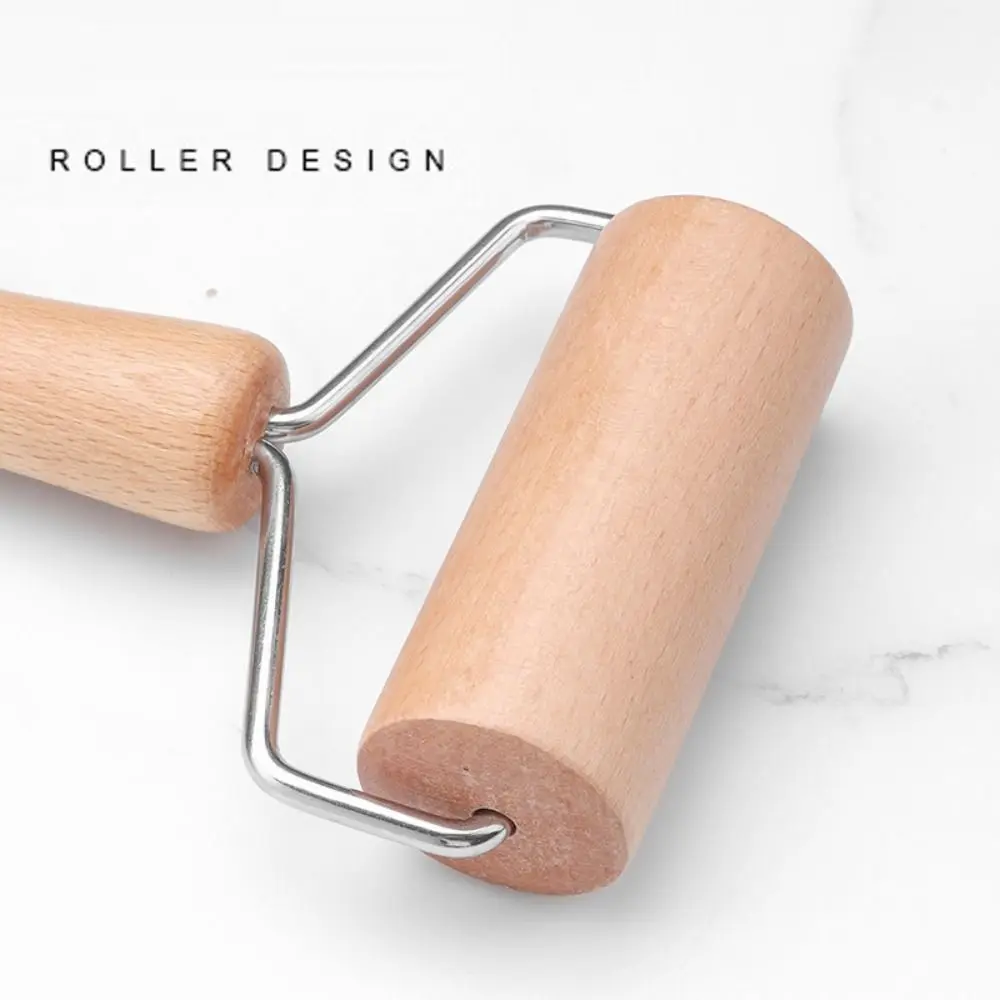 Versatile Wooden Roller Rolling Pin Handheld Kitchen Utensils Pizza Rolling Wheel Crushed Nuts Pancakes