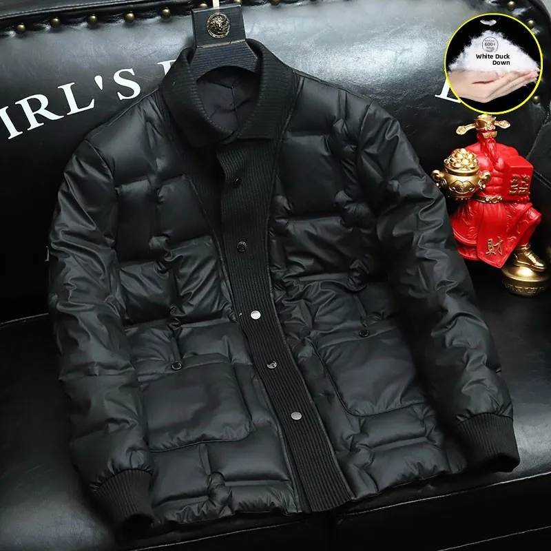 

Мужская повседневная утепленная куртка-пуховик с воротником, в деловом стиле, молодежная модная, средней длины, с наполнителем из белого утиного пуха, верхняя одежда