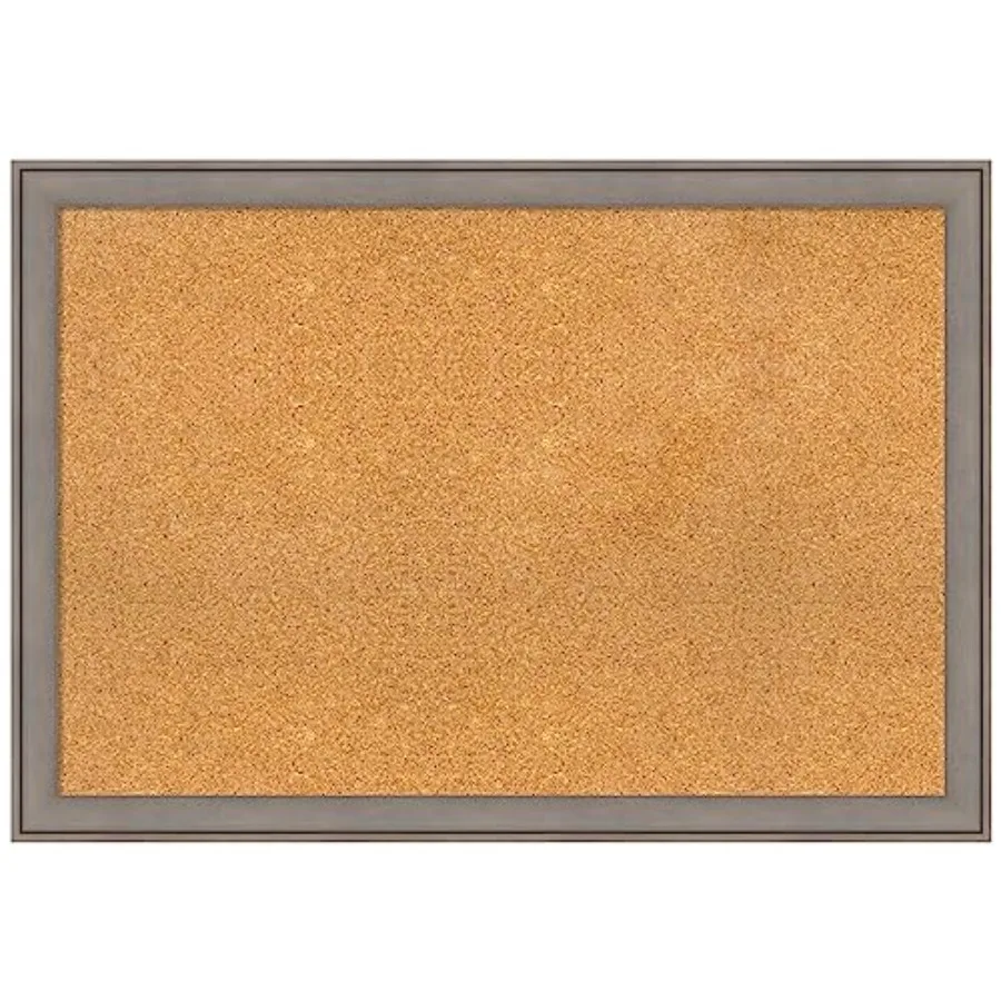 

Натуральная пробковая доска для стен 27x39, доска для заметок с серой деревянной рамой, большая пробковая доска для офиса и домашней организации, в деревенском стиле