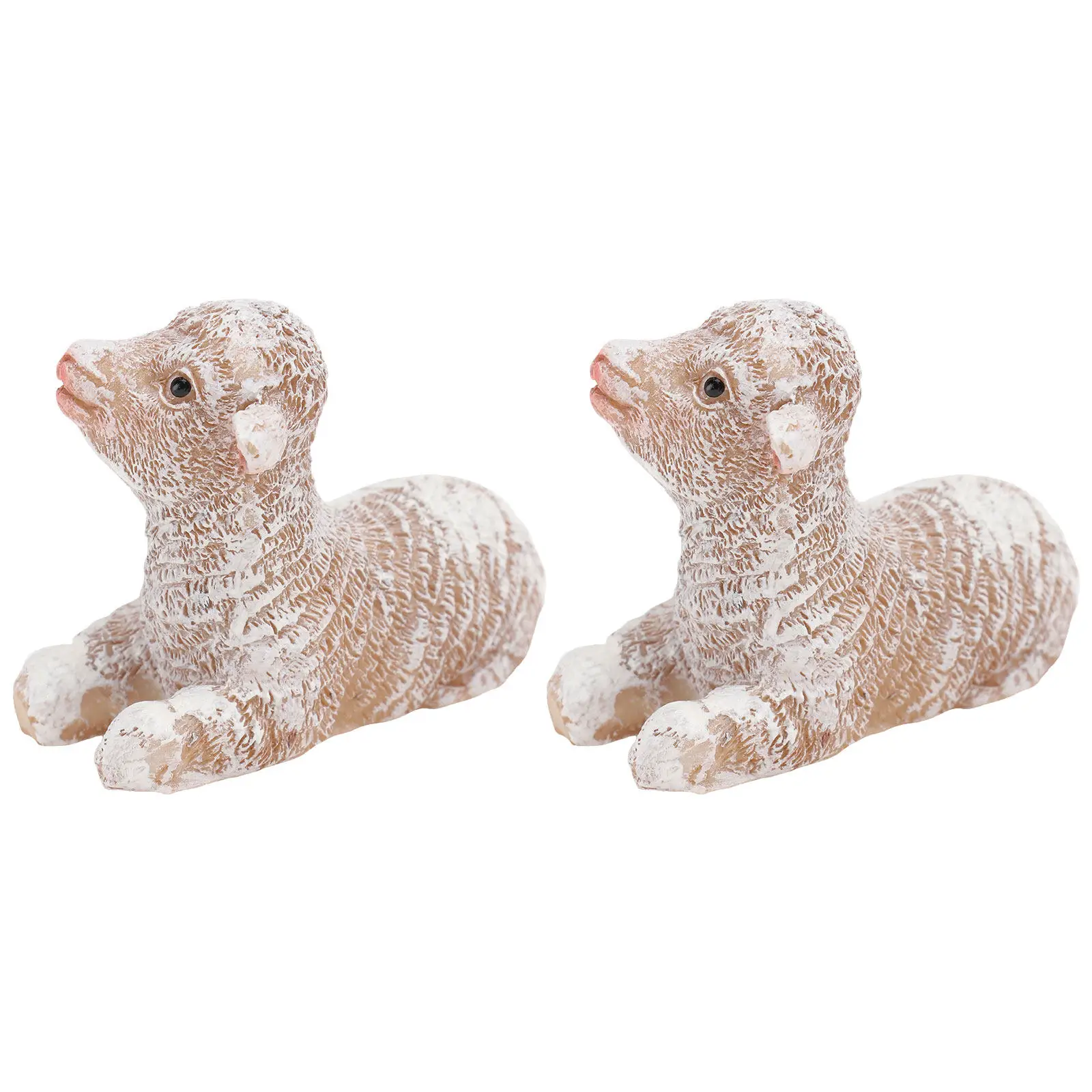 2Pcs Resin Emulation Sheep Garden Ornament Home Decoration Lifelike Desktop Craft Adornment Home Ornament Garden Decoration