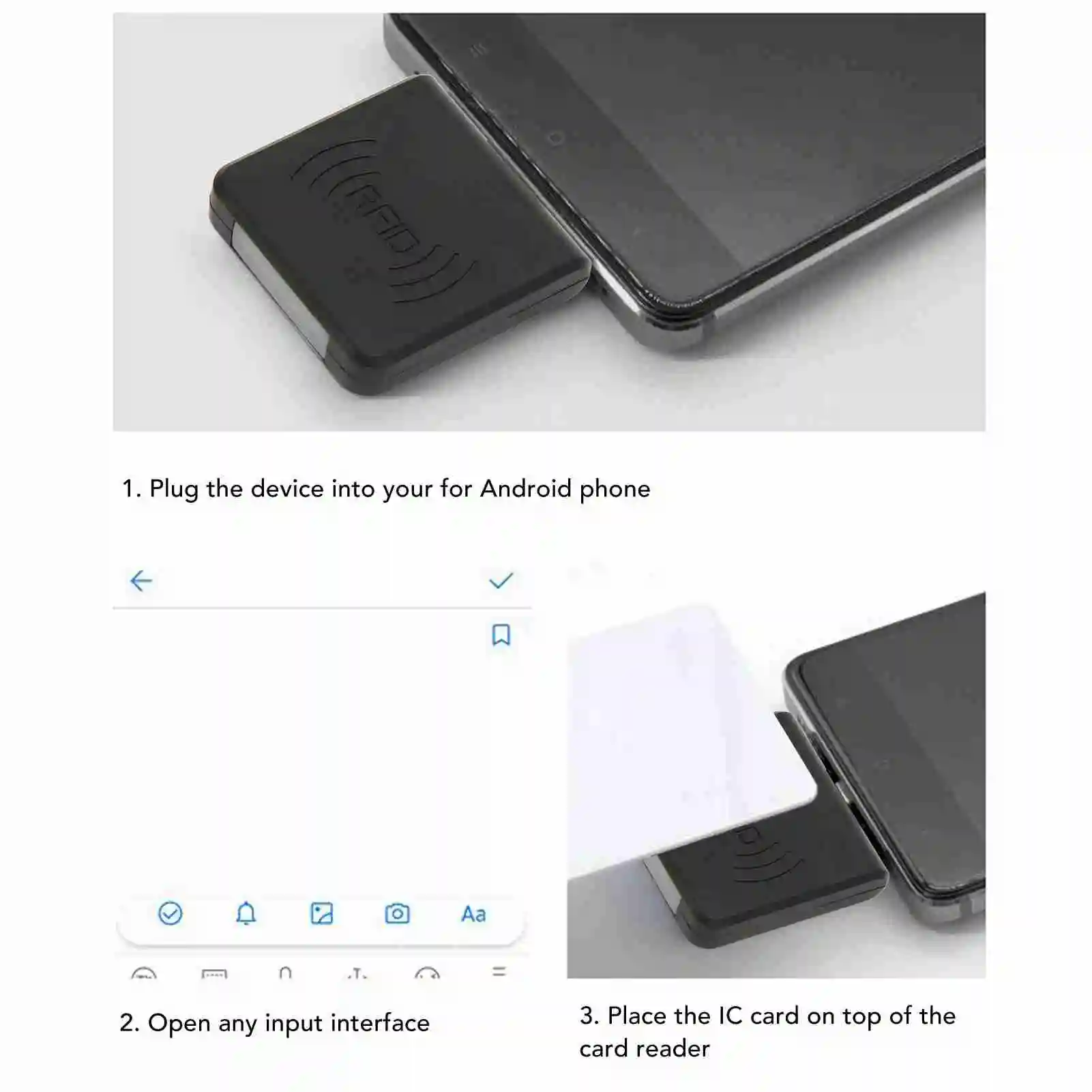 Card Reader RFID ID Mobile Phone Card Reader RFID ID Mobile Phone Card Reader Type C Interface 125Khz Portable Smart Card Reader