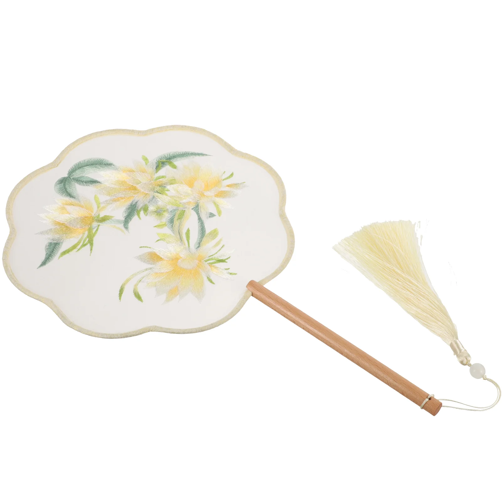 Éventail Rond Brodé Double Face, Accessoires Vintage, Fleur à Main, Style GérChinois, Mariage, Été