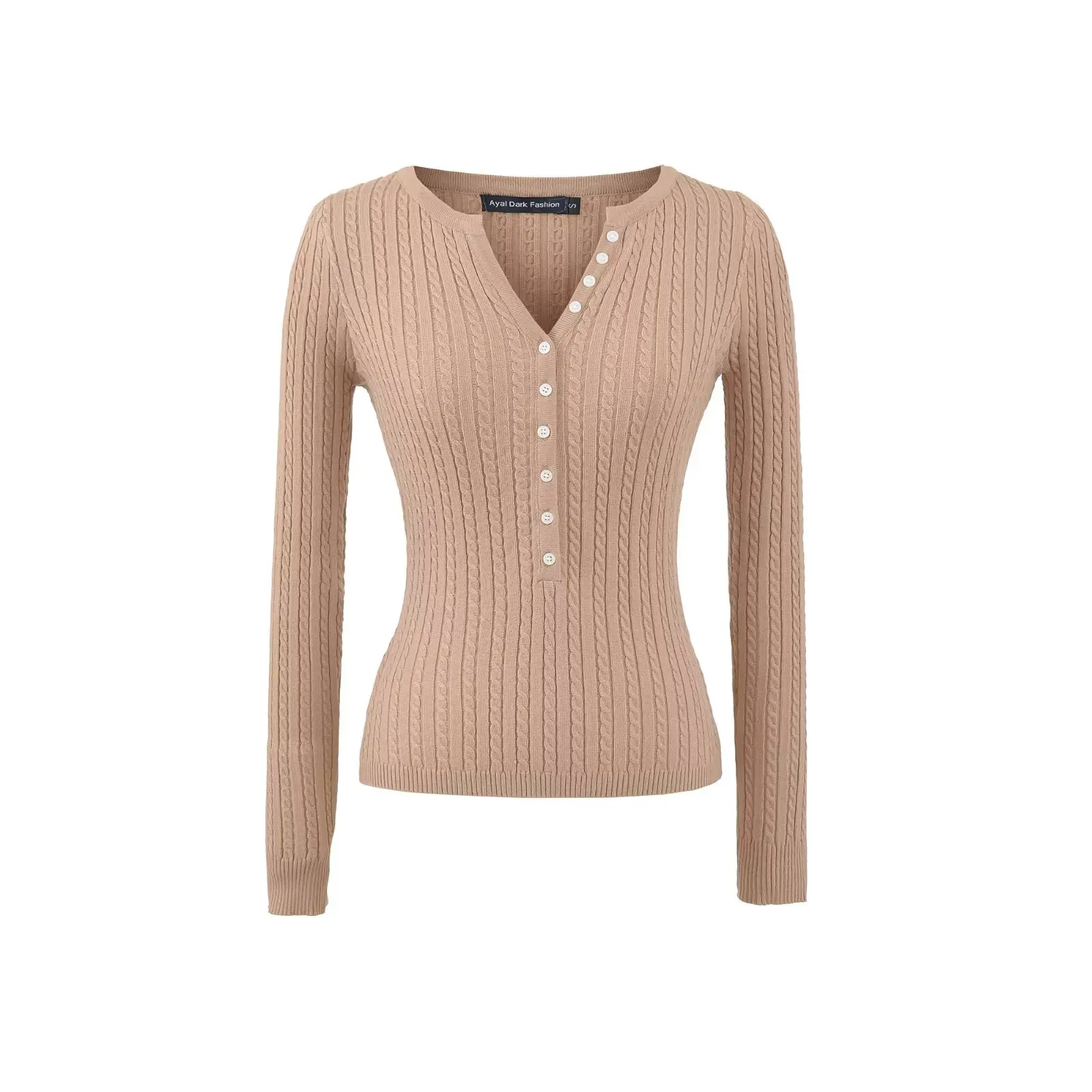 سترات نسائية محبوكة متقاطعة وأكمام طويلة ورقبة على شكل حرف V وبلوفرات نحيفة قابلة للتمدد