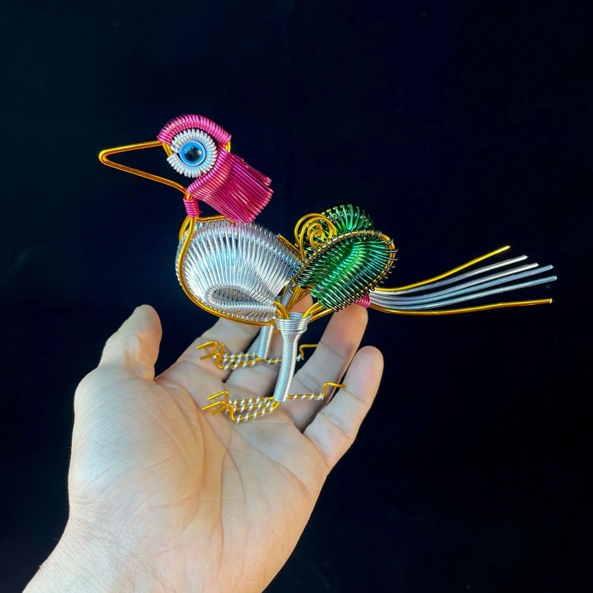 Simulation Bird Model Cartoon Animal Magpie Sparrow Model Metal Wire Braiding Craft Home Decorations Children's Birthday Gift