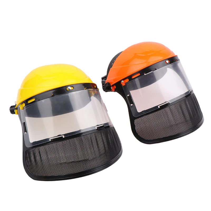 Garden Grass Trimmer Safety Helmet Hat With Full Face Mesh Protective Mask For Logging Brush Cutter Forestry Protection