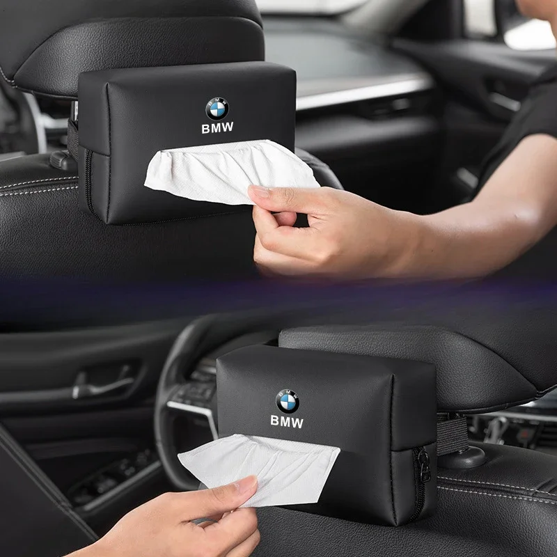 Leather Seat Tissue Holder Car Tissue Bag For BMW X1 X2 X3 X5 X4 X6 X7 G30 G20 G32 G11 G12 F40 F30 F20 F10 F34 F07