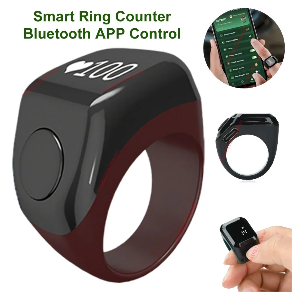 2026 Qibla Smart Zikr Ring Praise Tasbih Tally Electronic Digital Counter for Muslims 5Prayer Time Vibration Reminder Waterproof image 3
