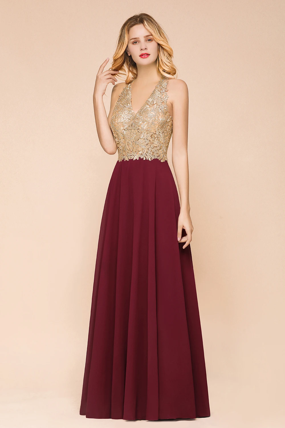 Burgundy Sexy Deep V Neck Lace Burgundy Long Evening Dresses Elegant Backless Appliques A Line Formal Party Prom Gowns Vestidos