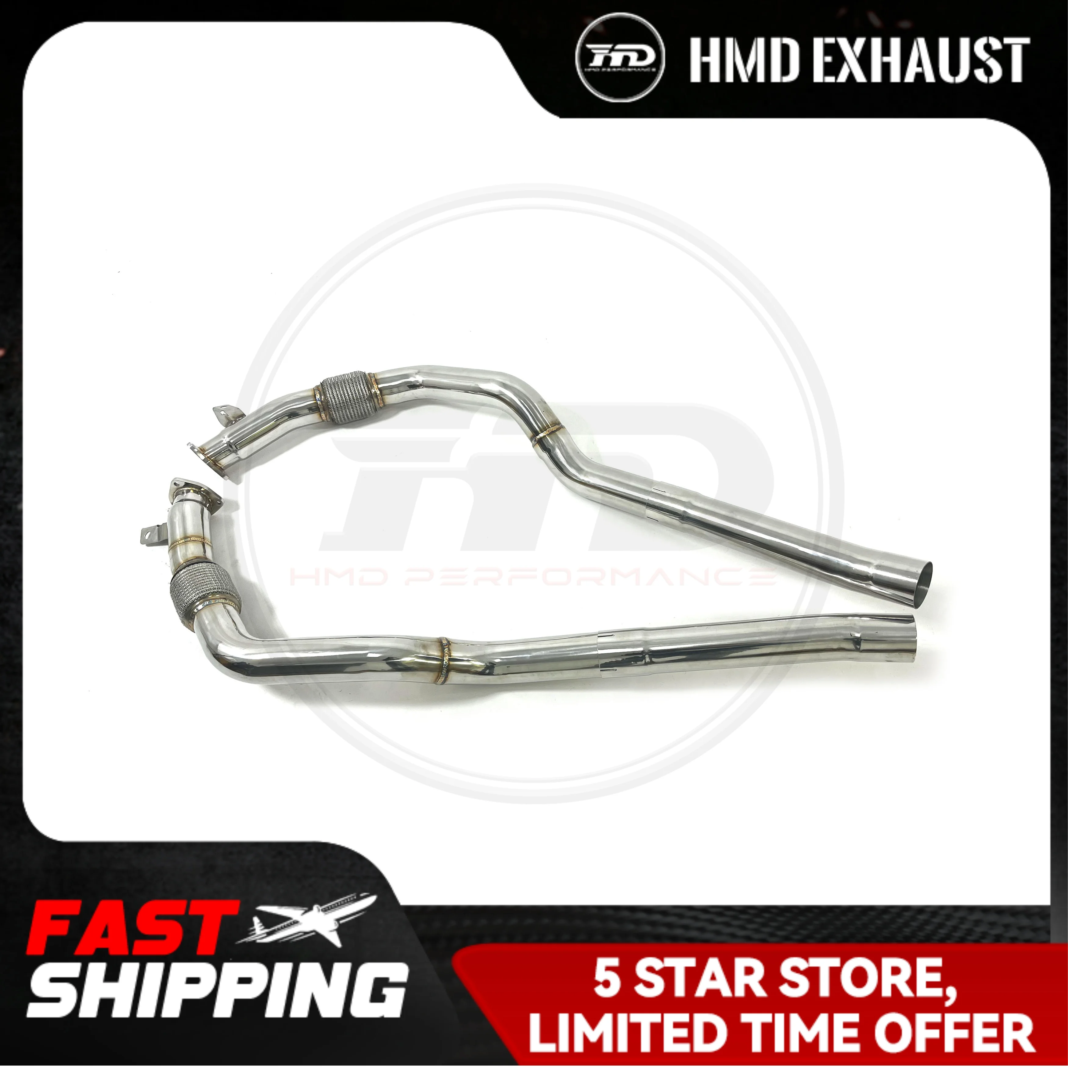 

﻿ HMD Stainless Steel Exhaust System High Flow Performance Resonant Tube For AUDI RS6 C8 Racing Pipe