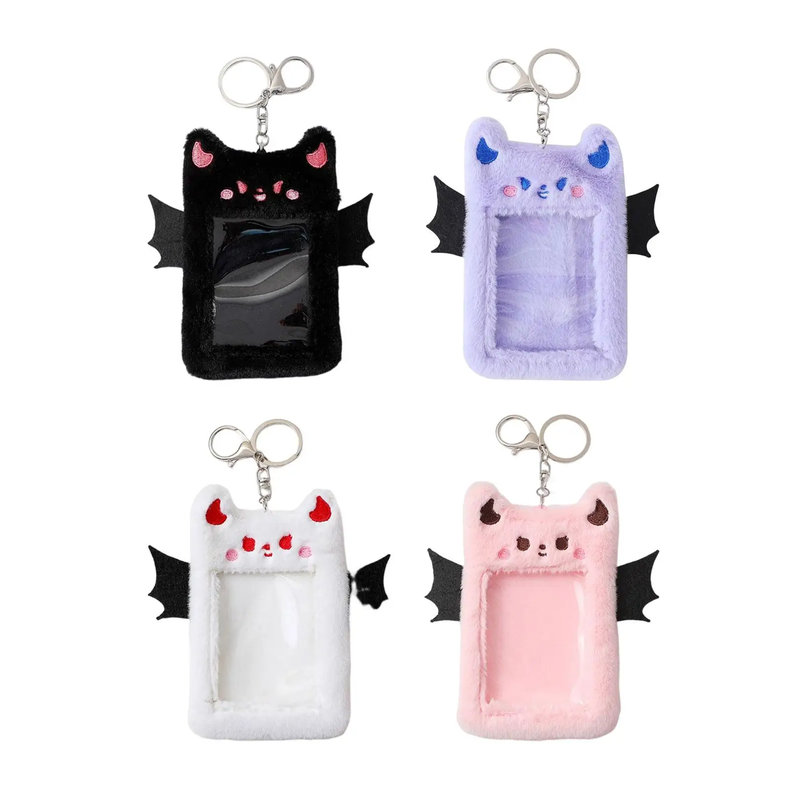 Cute Plush Photo Card Holder with Keychain Game Cards Protection Unique Animal