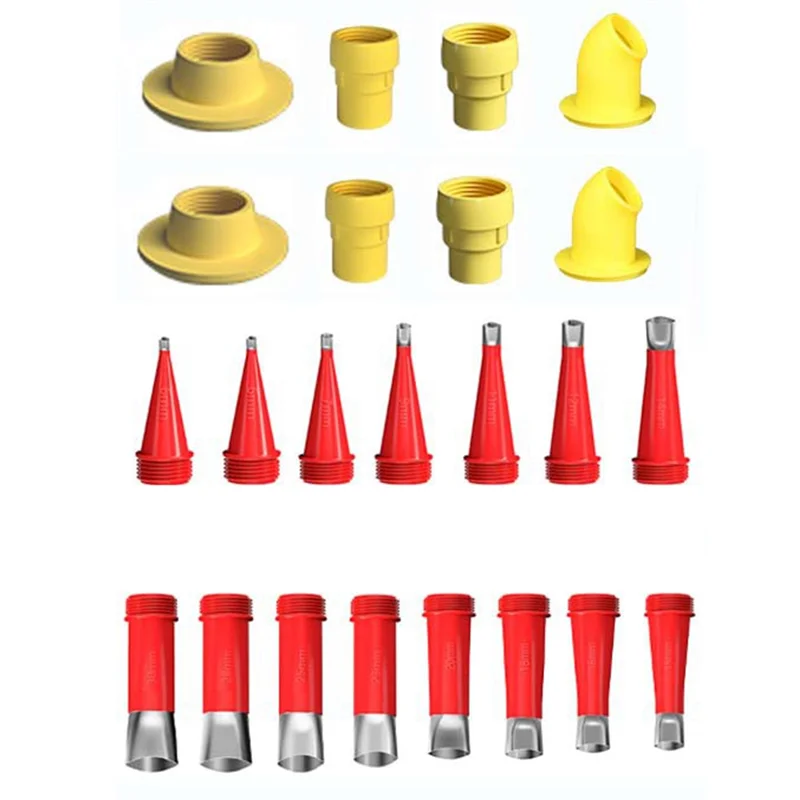 

B28C-Caulking Finisher Kit 18 Pcs Stainless Steel Caulking Nozzle Applicators With 8 Connection Bases For Bathroom Kitche