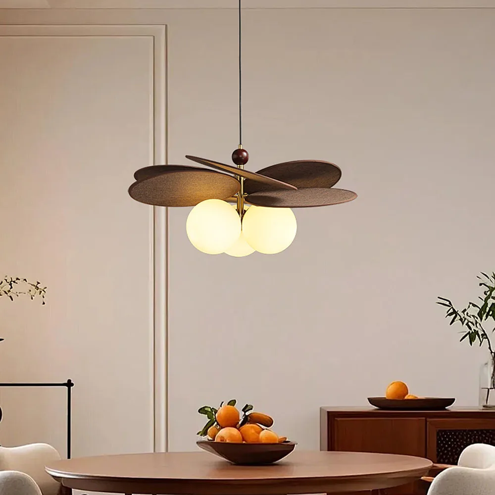 Medieval Style Glass Ball Bedroom Small Chandelier Atmosphere Simple French Retro Rattan Art Restaurant Hanging Lamp