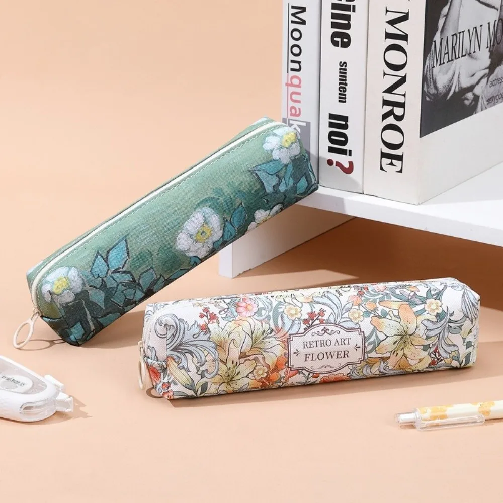 Retro Large Capacity Pencil Case Printing PVC Pen Bag Stationery Bag Office Use